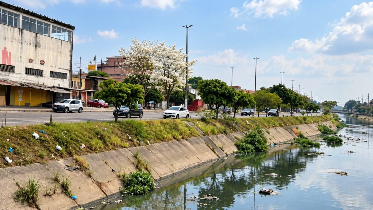 Dois ipês brancos contra o cinza de Manaus